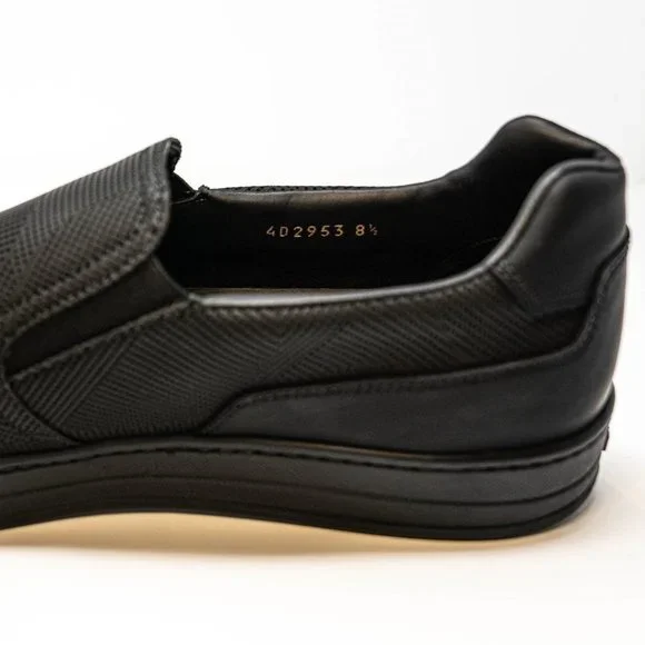 Prada Men's Black Leather with pattern Loafers 10US - Picture 8 of 11